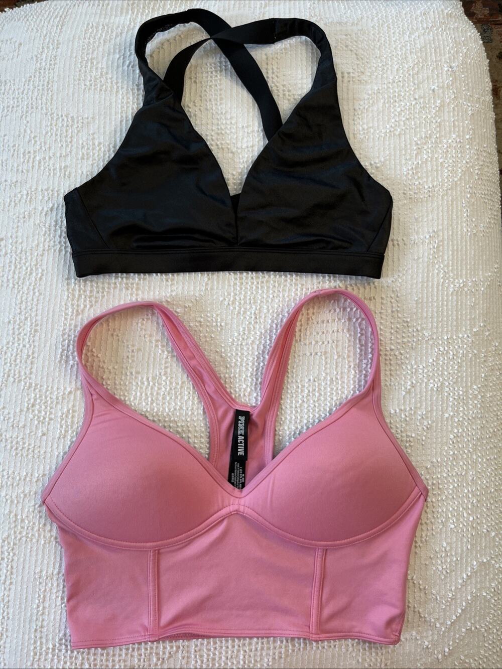 Victoria's Secret Sport/ PINK Active M Lot of 2 Sports Bras LOT of 2 Black Pink